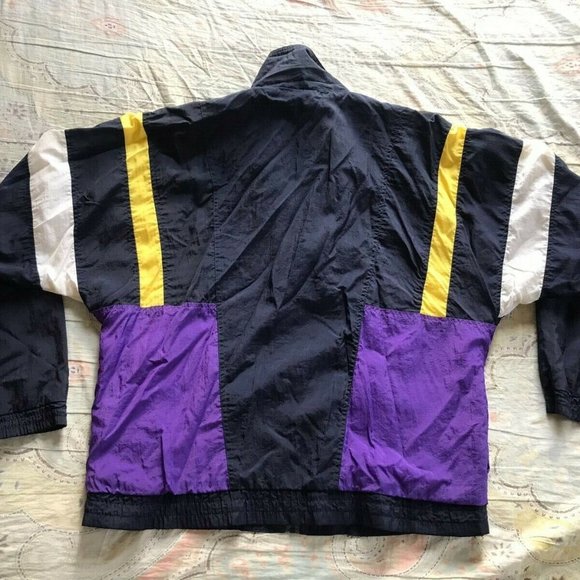 Pierre Cardin Men L Navy, white, yellow, & purple running, jogging, windbreaker - Picture 4 of 5